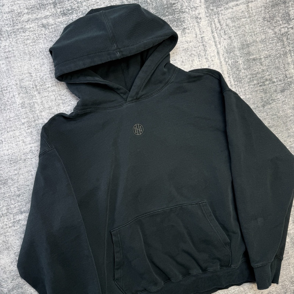 Ninth Hall Hoodie Mens Large Black Boxy Relaxed Sweatshirt Fleece Center Logo